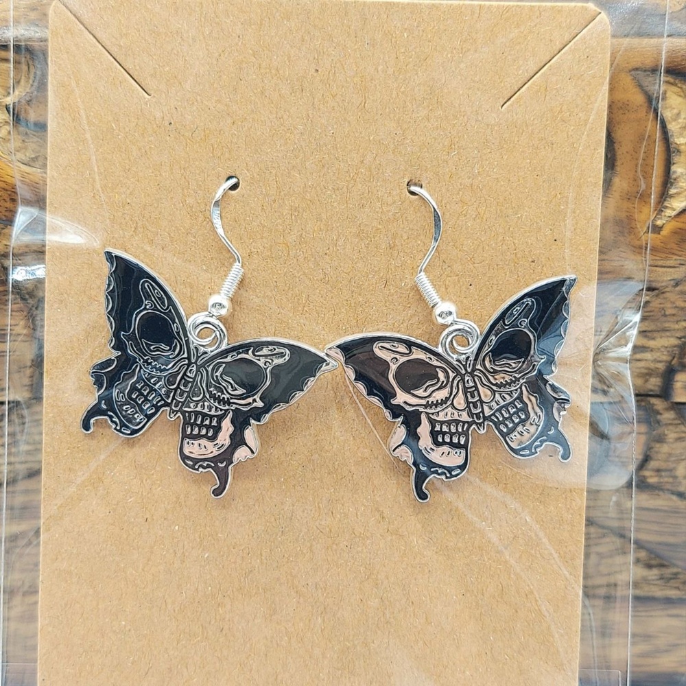Butterfly Skull Earrings Gothic Butterfly Earrings